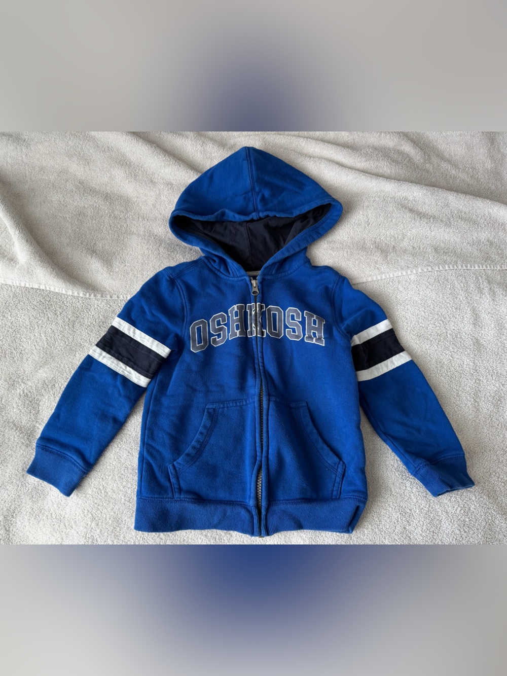 OshKosh B'gosh Royal Blue Hooded Zip Sweatshirt with Stripe Detail